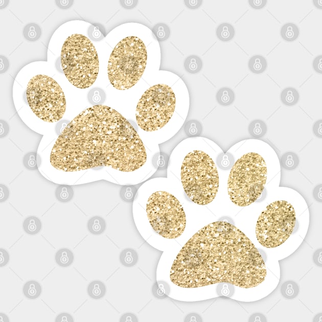 Gold Paw Prints Sticker by julieerindesigns